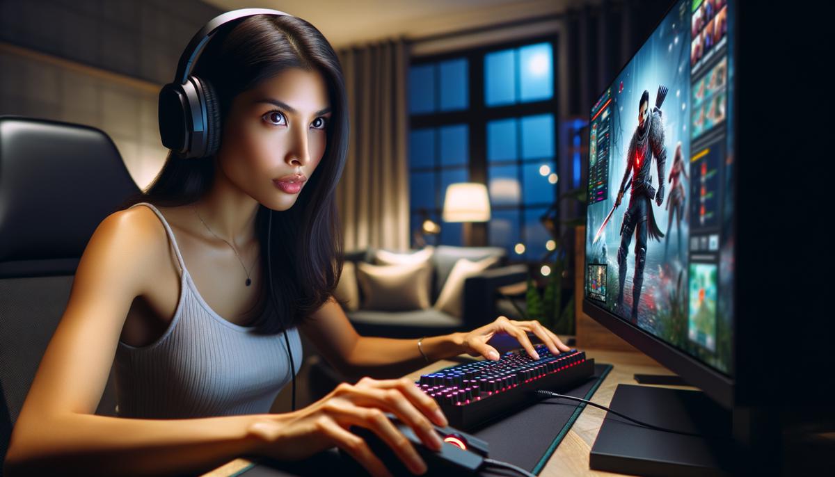 Image of a person playing video games on a computer