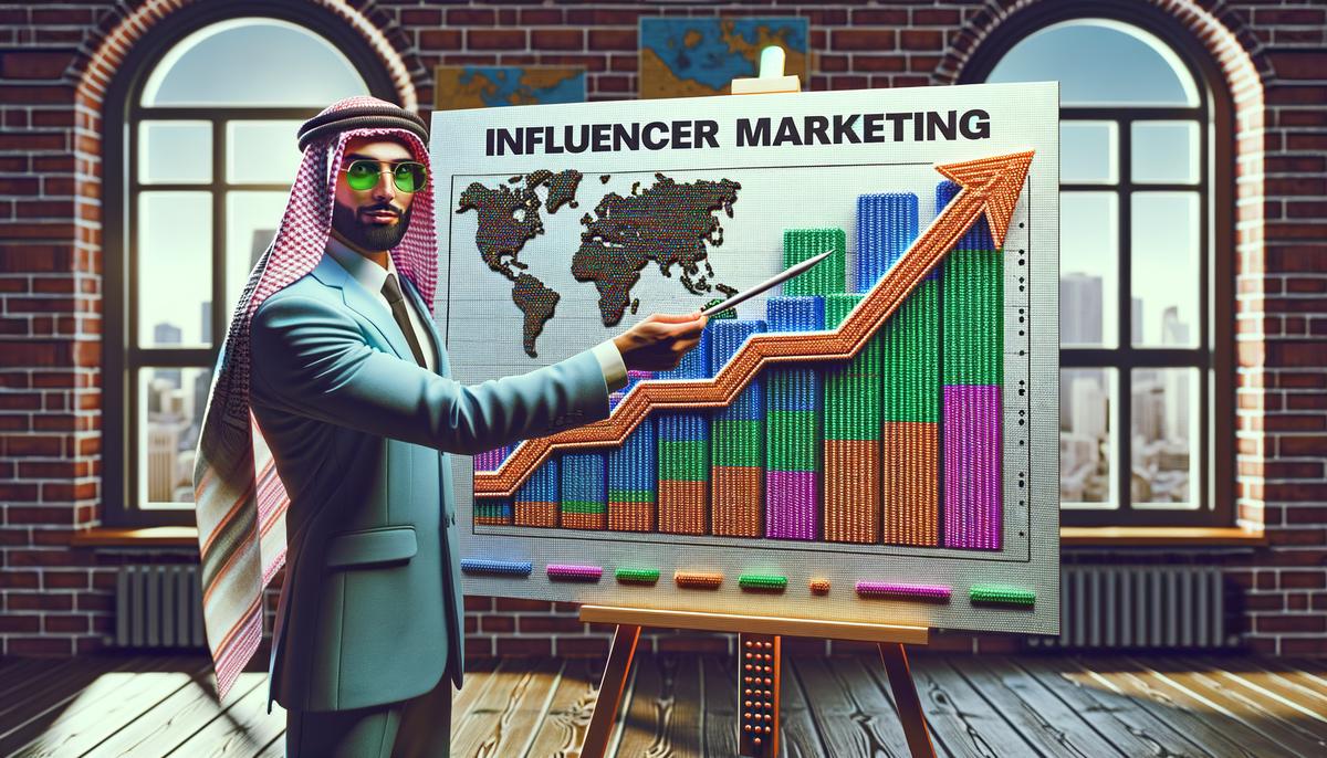 image of a businessman showing a chart, symbolizing tracking influencer marketing success for visually impaired