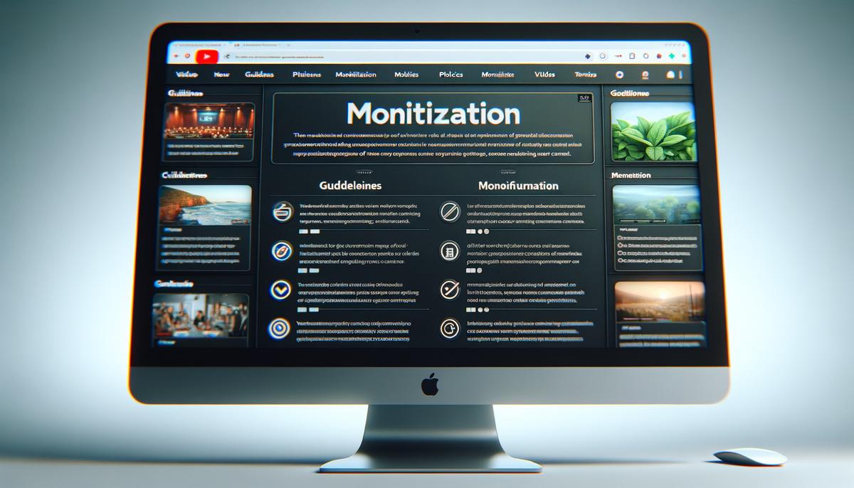 Image of a computer screen with YouTube monetization policies displayed