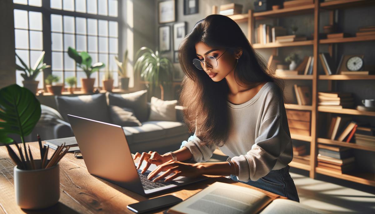 Image of someone typing on a laptop to create online content