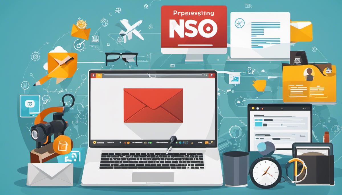 A montage of various marketing tools, including a laptop with SEO written on it, an envelope with email icon, a pen and notebook with content marketing written on it, social media icons, a camera symbolizing influencer marketing, an affiliate symbol, and a PPC advertising symbol.