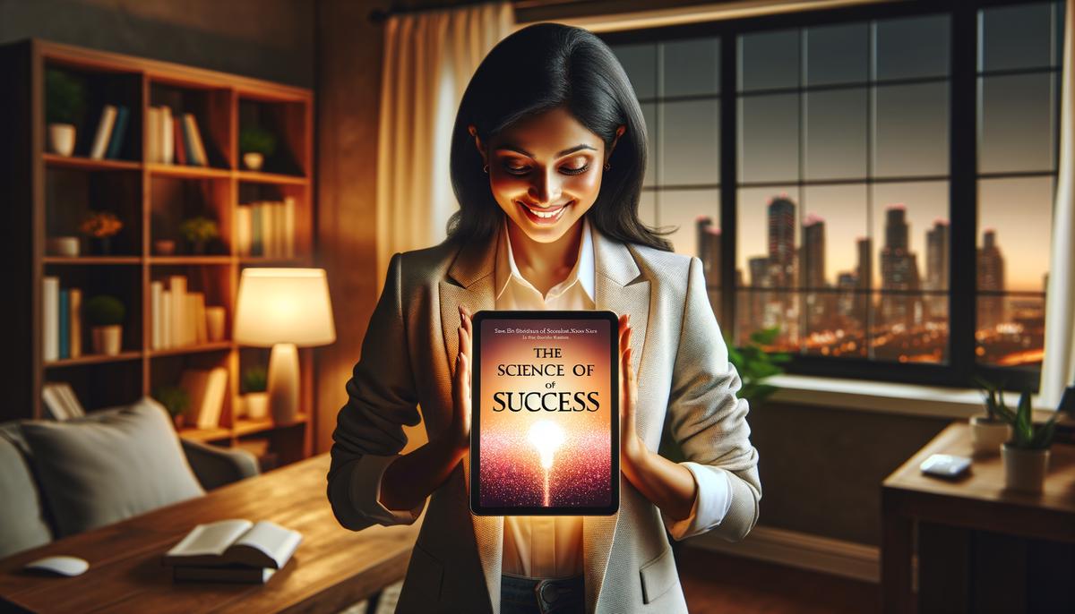 An image of a person holding a successful eBook.