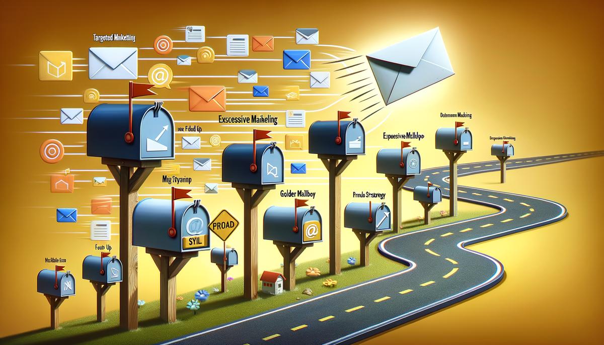 A visual representation of email marketing strategies depicted in text. Avoid using words, letters or labels in the image when possible.