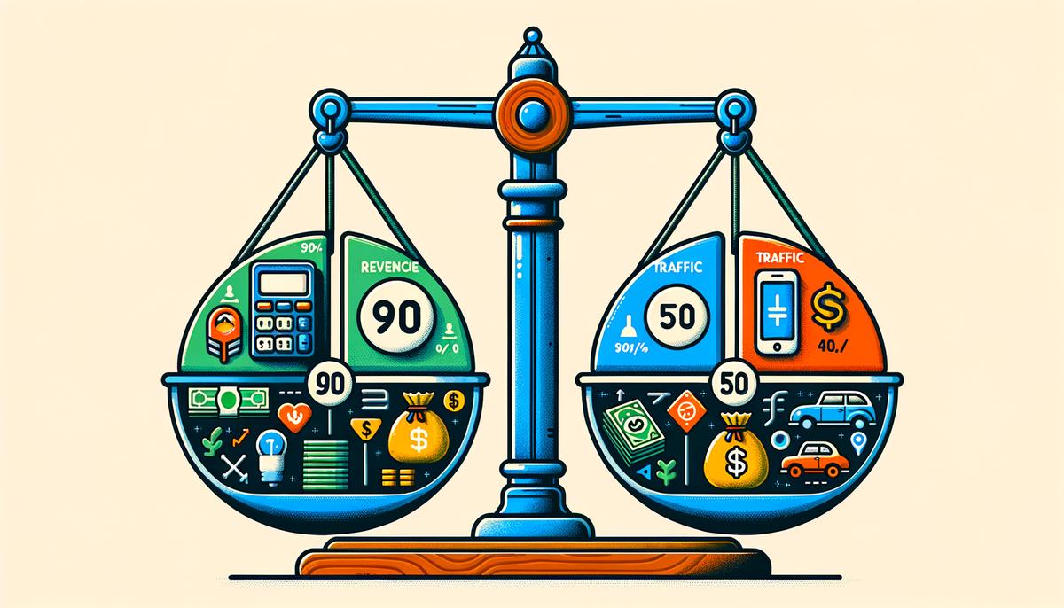 Illustration comparing Ezoic and Taboola's revenue sharing models and payment structures