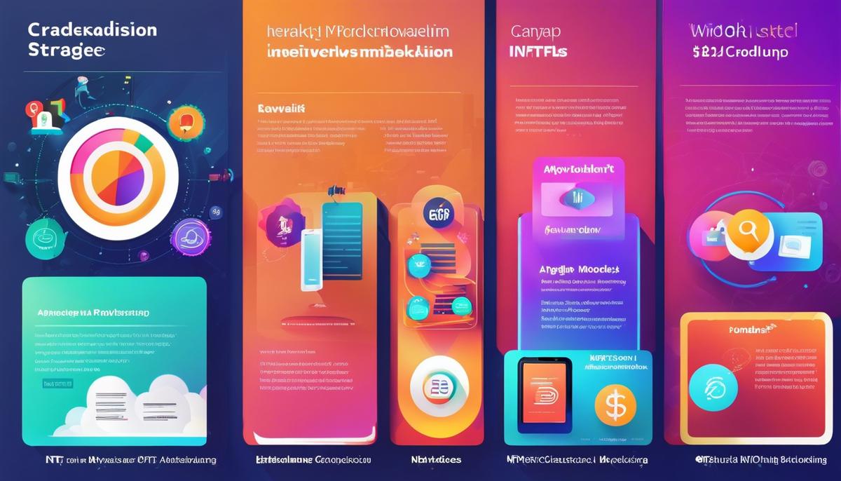 An image showing different modern digital monetization strategies, such as crowdfunding, membership models, in-app purchases, affiliate marketing, niche subscription services, and NFTs.