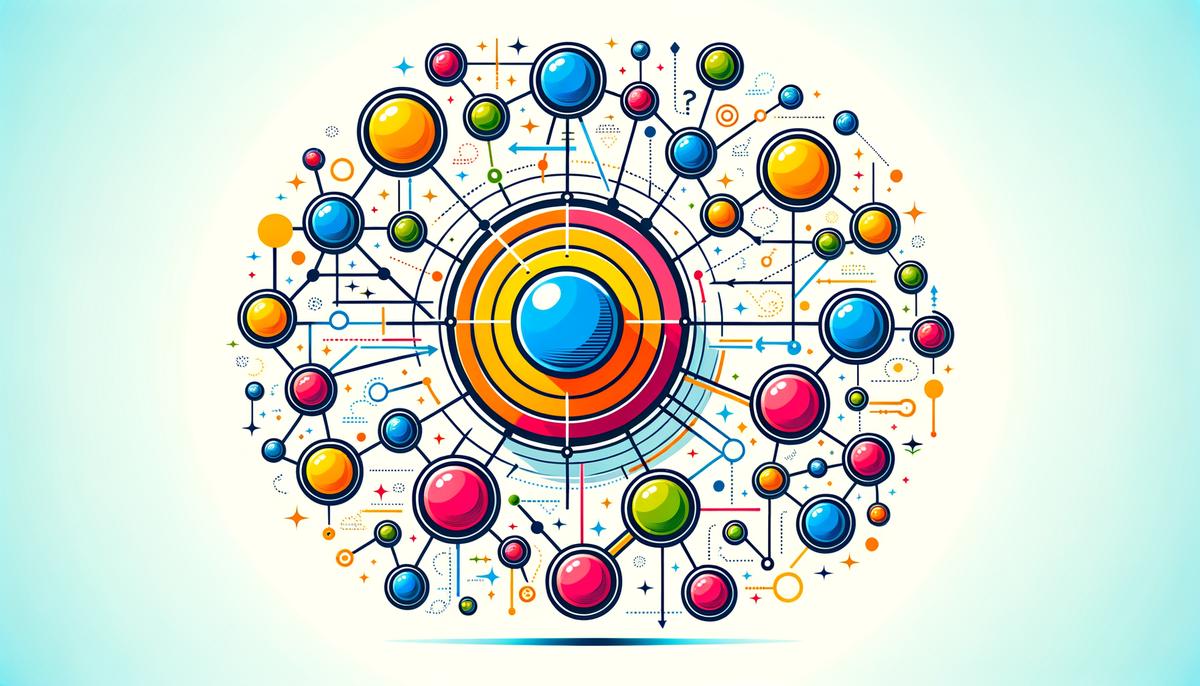 An illustration showing various websites connecting to a central website, representing off-site SEO and link building