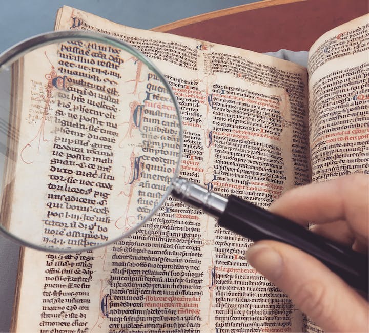 An image of a person holding a magnifying glass looking at a book with text inside, representing the importance of optimized course content in the e-Learning industry