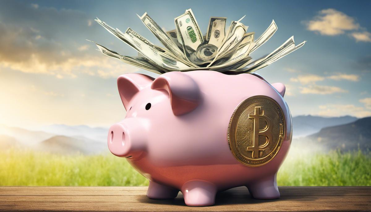 A concept image showcasing multiple streams of income flowing into a piggy bank, representing the idea of passive income and financial security.