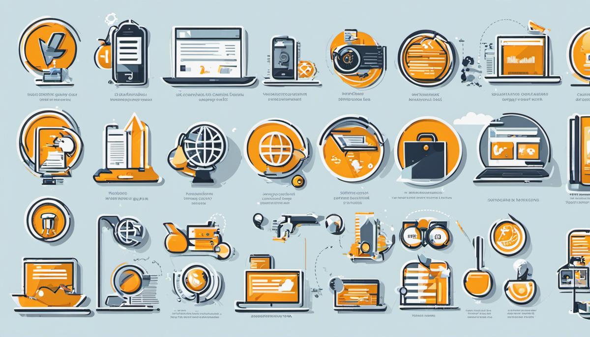 Image description: Various icons representing skills for monetizing the web.