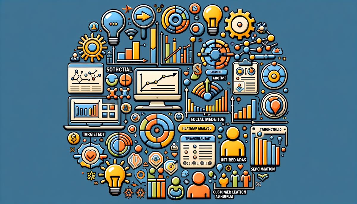 Visualization of different data analytics techniques involved in social media ad targeting