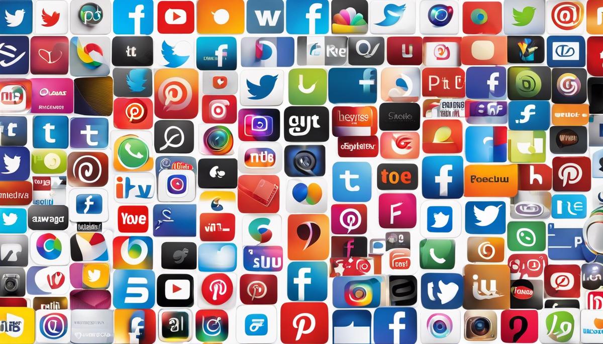 A visual representation of various social media platforms, symbolizing their different features and target audiences. The image depicts each platform's logo arranged side by side in a colorful and dynamic composition.