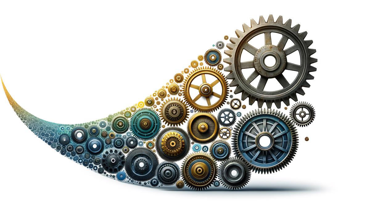 An image of gears symbolizing the transformation of a business. Avoid using words, letters or labels in the image when possible.