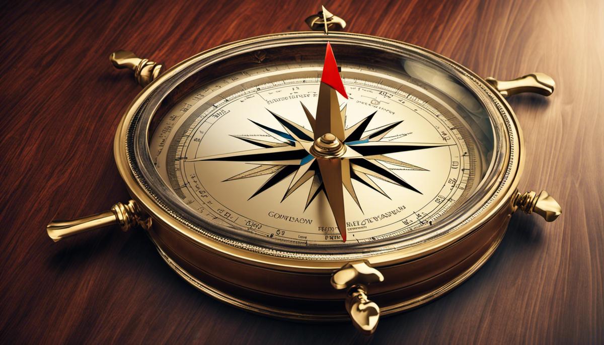 Conceptual image depicting a compass pointing towards profitability in a digital landscape