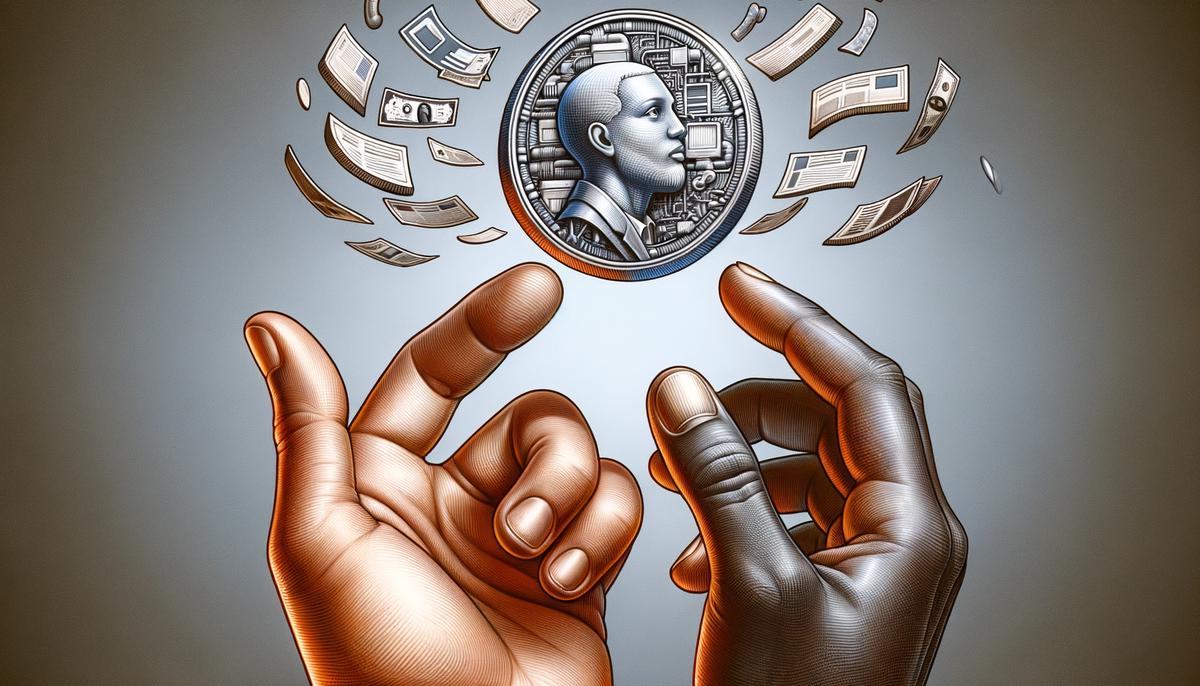 An image of hands flipping a website like a coin, symbolizing the concept of website flipping