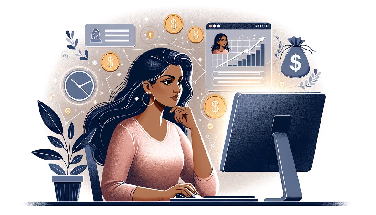 Illustration of a person transforming a website into a money-making venture